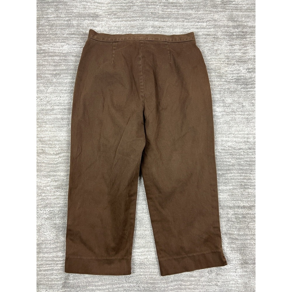 Jones Sport Capris Womens 12 Brown Stretch Cropped Pants High Rise Straight Leg - Picture 7 of 10